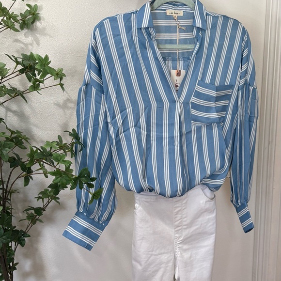 in loom Tops - In loom Blue and White Striped Shirt